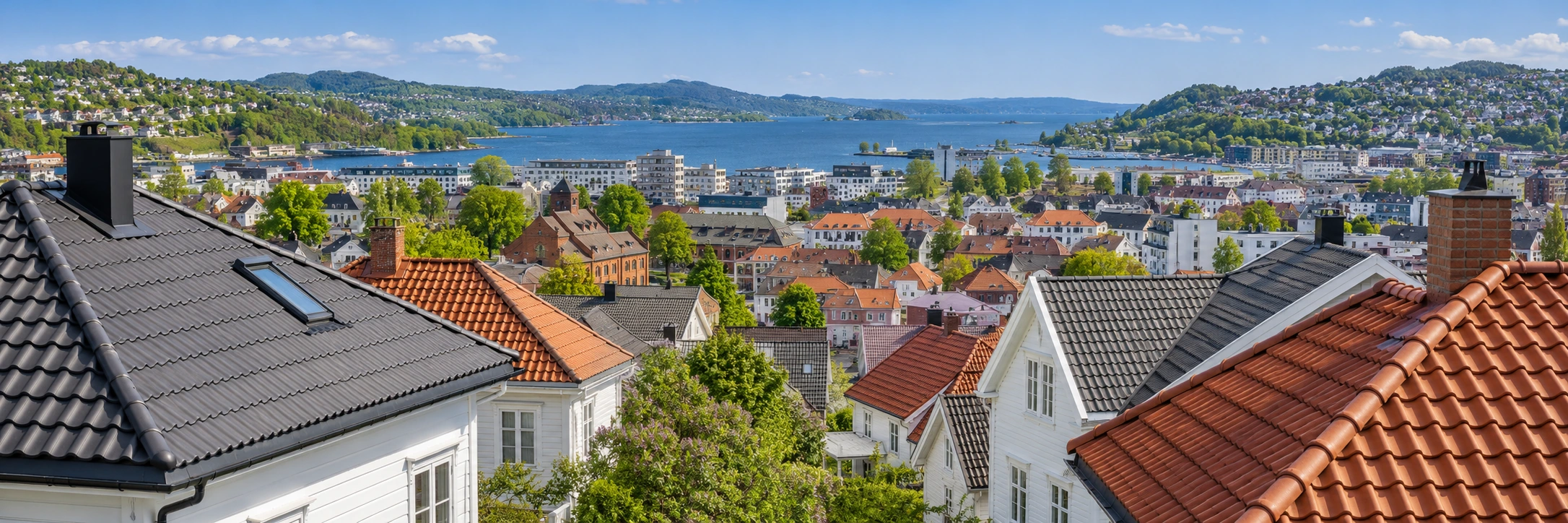 Illustrert taklandskap og bebyggelse i Sandnes